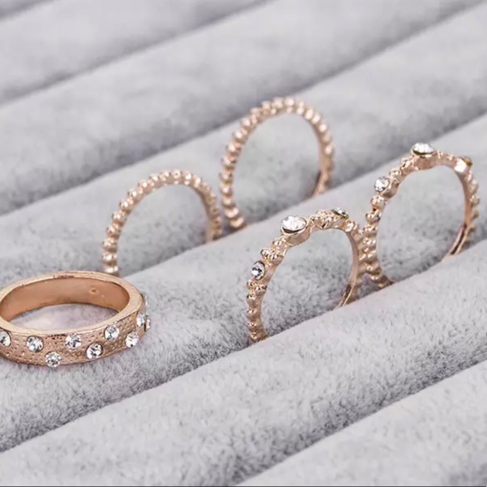 ✨Rose Gold Plated Crystal Stacked Rings✨ - Picture 6 of 6